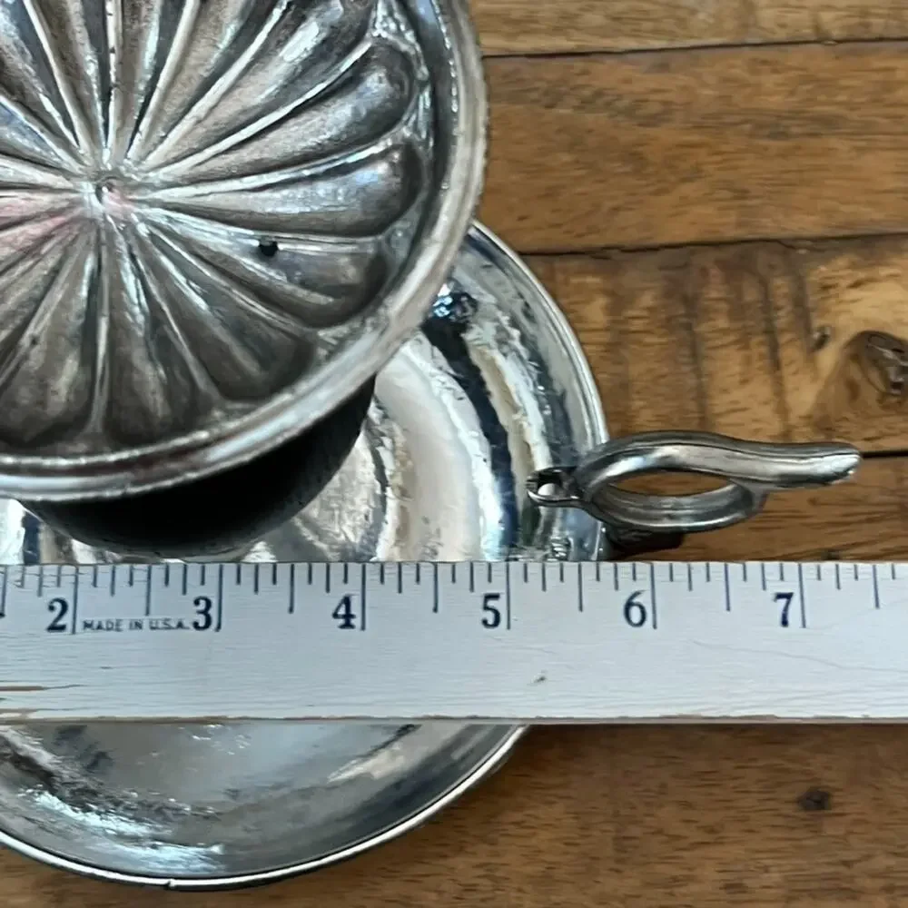 Vintage Dilly Metal & Wood Chamberstick Finger Loop Candle Holder